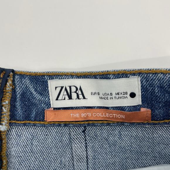 ZARA Women The 90s Y2K Collection Denim Midi Skirt Size S Blue Back Slit Pencil - Picture 5 of 8